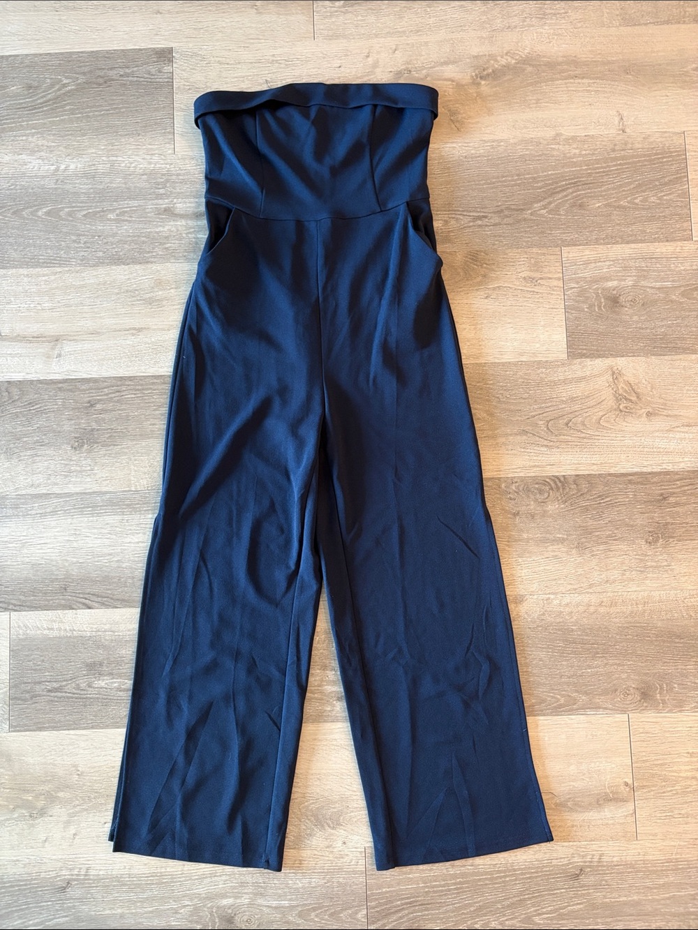 Strapless Wide-Leg Jumpsuit - Navy